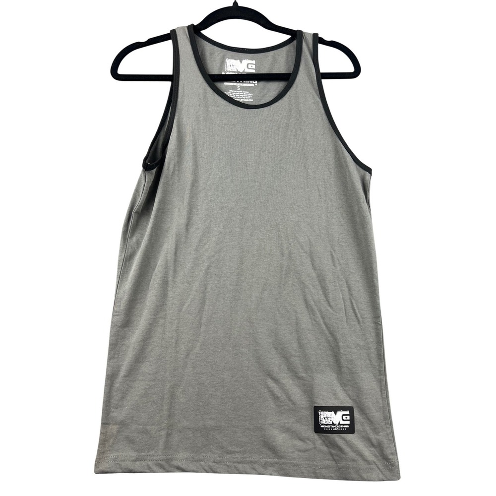 Monsta Clothing Mens Gray Athletic Gym Tank Top Size S Made in USA MC Logo